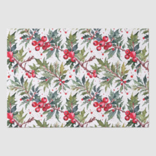 Festive Boughs of Holly Botanical Tissue Paper
