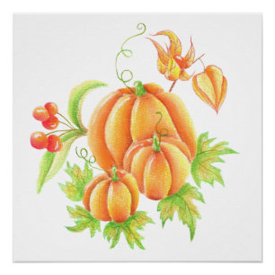 Festive bouquet with pumpkin poster