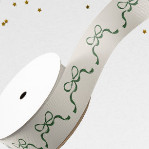 Festive Bows in Green Christmas Holiday Grosgrain Ribbon