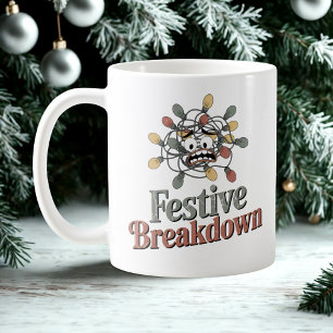 Festive Breakdown   Tangled Lights Holiday Humor   Coffee Mug