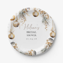 Festive Bridal Paper Plate | Holly Christmas Theme