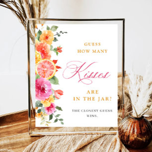 Festive Bright Flower Guess How Many Bridal Shower Poster