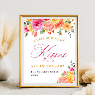 Festive Bright Flower Guess How Many Bridal Shower Poster