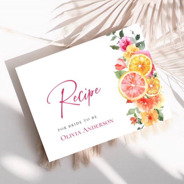 Festive Bright Flowers Citrus Bridal Recipe Card (Creator Uploaded)