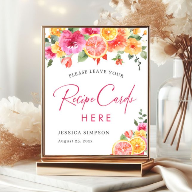 Festive Bright Flowers Citrus Bridal Recipe Card Poster (Creator Uploaded)