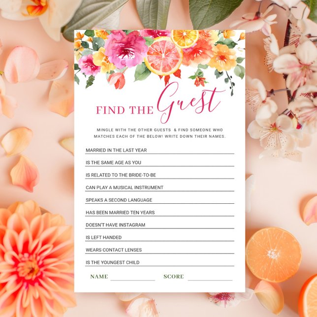 Festive Bright Flowers Citrus Bridal Shower Game (Creator Uploaded)