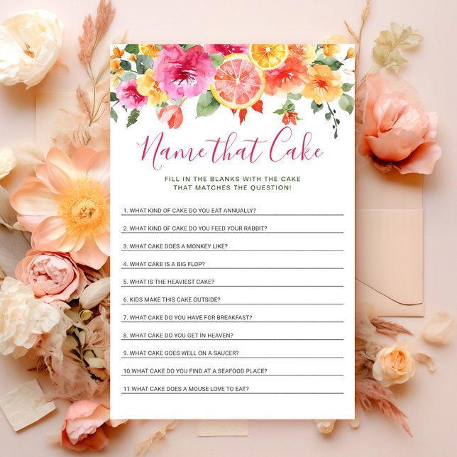 Festive Bright Flowers Citrus Bridal Shower Game (Creator Uploaded)