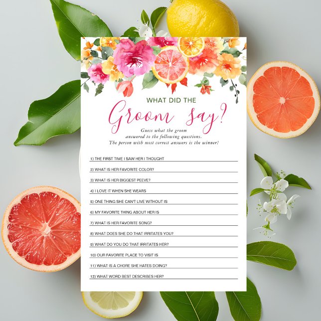 Festive Bright Flowers Citrus Bridal Shower Game (Creator Uploaded)