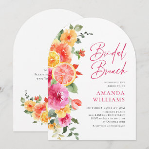 Festive Bright Flowers Floral Citrus Bridal Brunch Invitation
