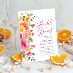Festive Bright Flowers Floral Citrus Bridal Brunch Invitation