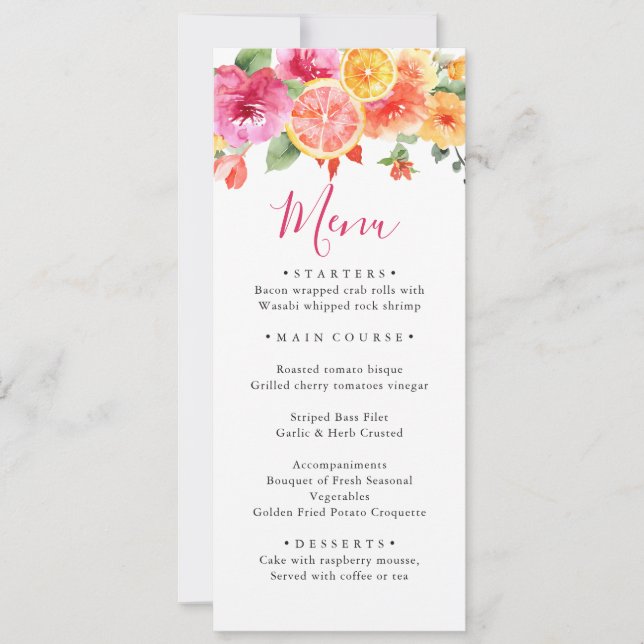 Festive Bright Flowers Floral Citrus Bridal Shower Invitation (Front)