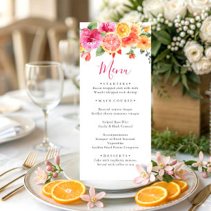 Festive Bright Flowers Floral Citrus Bridal Shower Menu