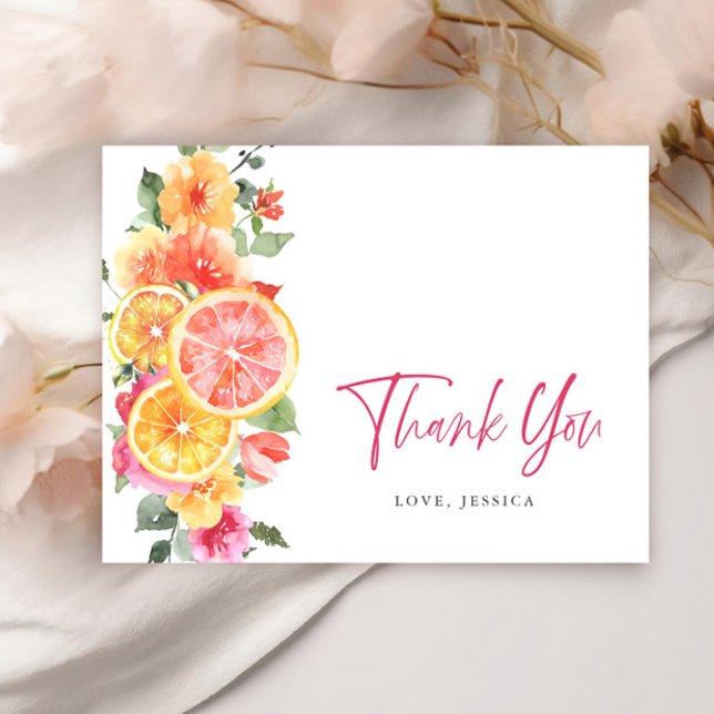 Festive Bright Flowers Floral Citrus Thank You Postcard (Creator Uploaded)