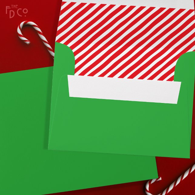 Festive Bright Green Candy Cane Stripe Inside Envelope (Creator Uploaded)