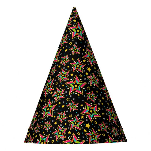 Festive Bright Merry Holiday Star Party Hat (Front)
