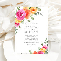 Festive Bright Pink Orange Flowers Wedding