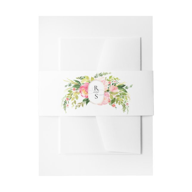 Festive Bright Pink Orange Flowers Wedding Invitation Belly Band (Front Example)