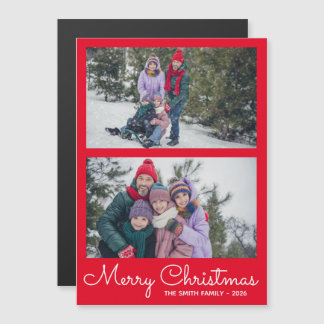 Festive Bright Red 2 Family Photo Collage