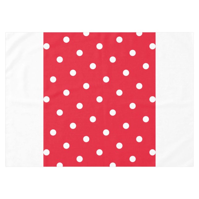 Festive Bright Red Dotted Colour Block White Edges Tablecloth (Front (Horizontal))