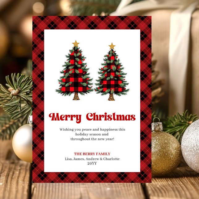 Festive Buffalo Plaid Christmas Tree Greeting Holiday Card (Festive Buffalo Plaid Christmas Tree Greeting)