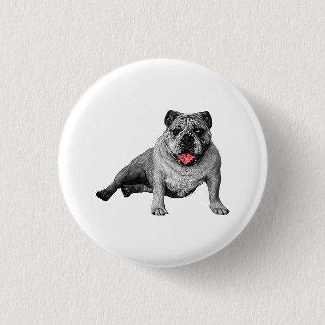 Festive Bulldog Button Pin (Front)