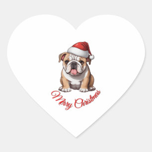 Festive Bulldog Merry Christmas Classic T-Shirt Heart Sticker