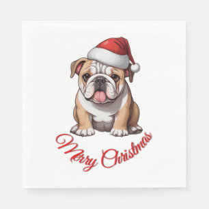 Festive Bulldog Merry Christmas Classic T-Shirt Napkin