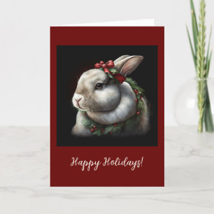 Festive Bunny Folded Holiday / Christmas Card