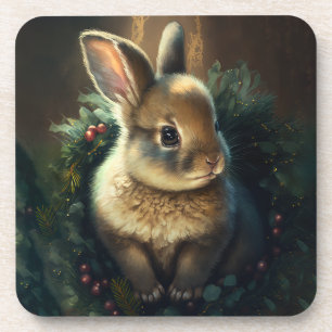 Festive Bunny Winter Holidays/Christmas Coasters