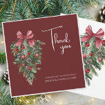 Festive Burgundy Green Winter Christmas Wedding Thank You Card<br><div class="desc">Festive Burgundy Green Winter Christmas Wedding Thank You Card - Elegant Foliage in Rustic Evergreen Hues. Embrace the enchantment of the season with our modern Christmas wedding thank you card, adorned in the rich and festive colours of red and green. This elegant thank you card features delicate foliage accents that...</div>