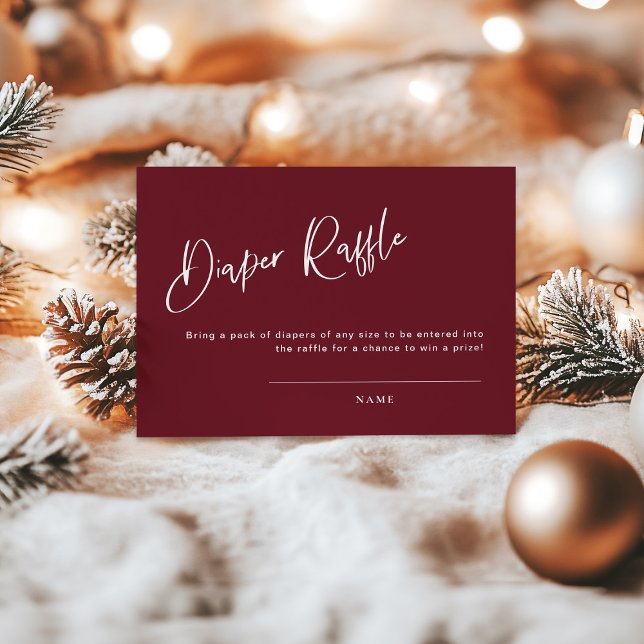 Festive Burgundy Red Baby Shower Diaper Raffle (Creator Uploaded)