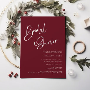 Festive Burgundy Red Bridal Shower Invitation