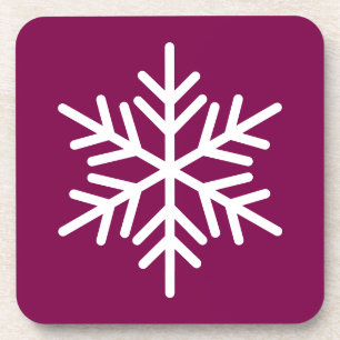 Festive Burgundy Red White Nordic Snowflake Coaster