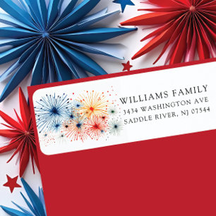 Festive Burst Firecracker Return Address Label