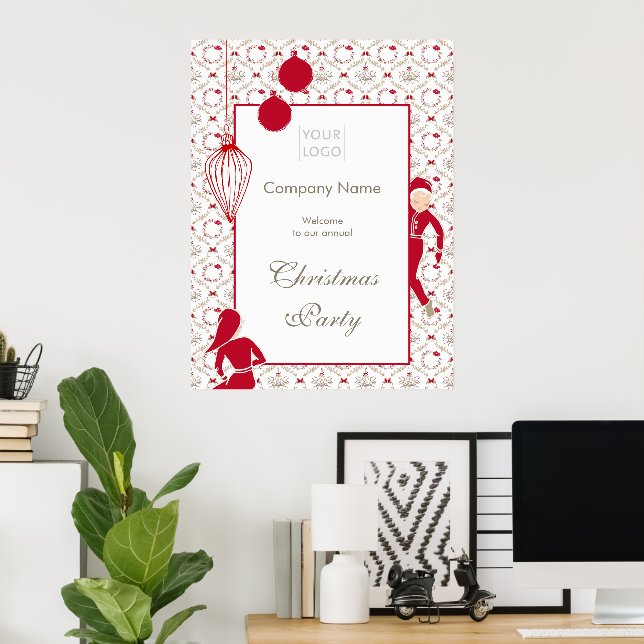 Festive Business Christmas Party Welcome  Poster (Home Office)