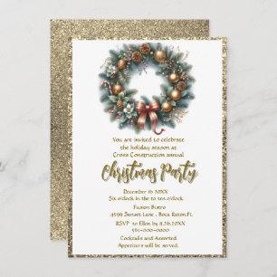 Festive Business Christmas Party Wreath Invitation