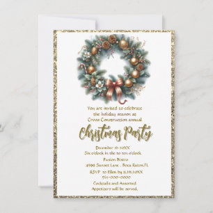 Festive Business Christmas Party Wreath Invitation