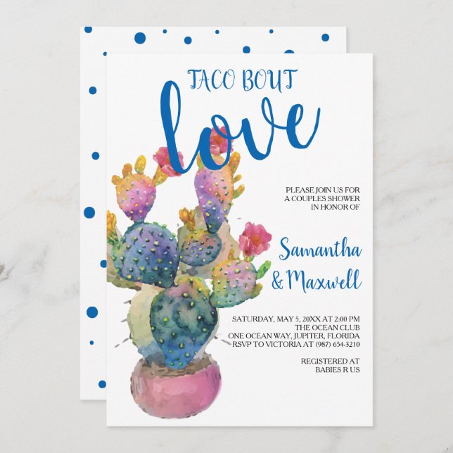 Festive Cactus Couples Shower Fiesta Invitation (Front/Back)