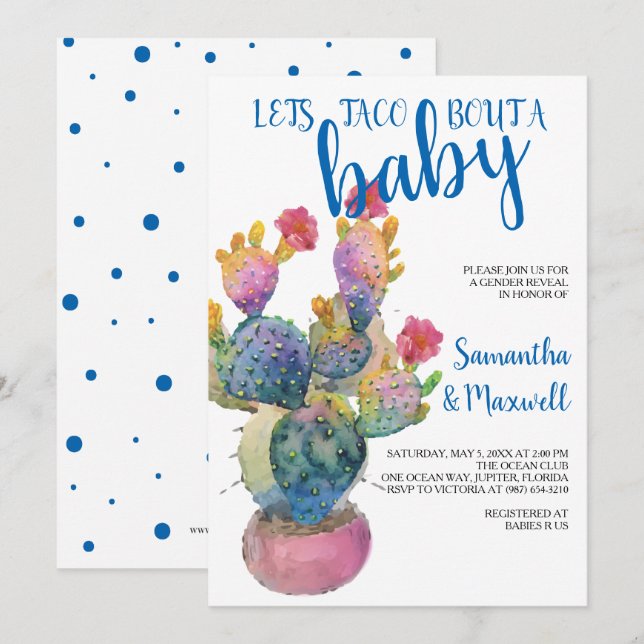 Festive Cactus FIESTA BABY SHOWER Invitation (Front/Back)