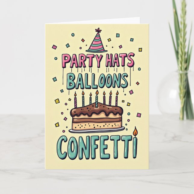 Festive Cake And Candles Card (Front)