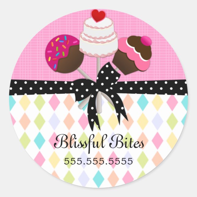 Festive Cake Pops Bakery Box Seals (Front)