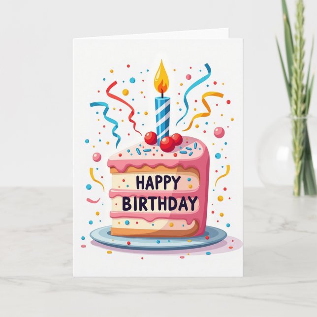 Festive Cake Slice Card (Front)