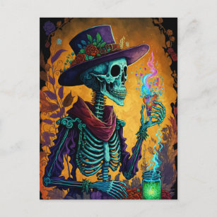 Festive Calavera! - Mexican Skeleton Art   Postcard