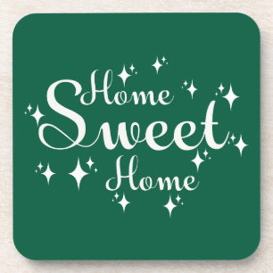 Festive Calligraphy and Stars 'Home Sweet Home' Coaster