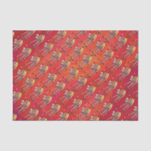 Festive Camel Pattern On Red Tissue Paper