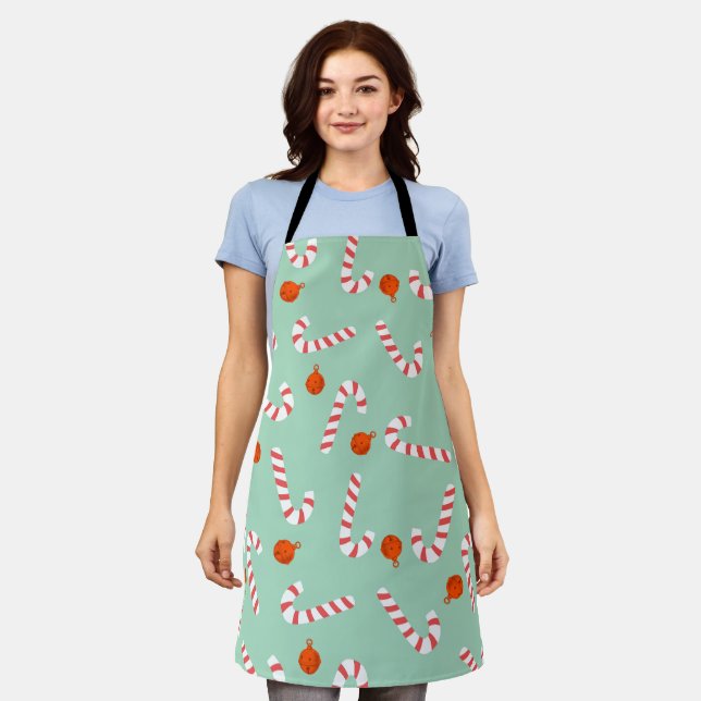 Festive Candy Cane Apron - Christmas Apron (Worn)