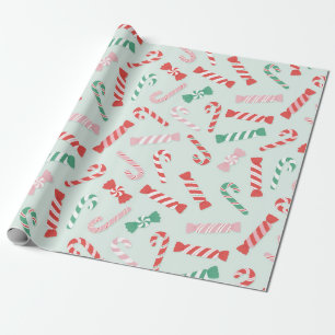 Festive Candy Cane Delight Pattern Wrapping Paper