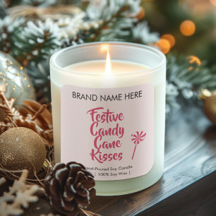 Festive Candy Cane Kisses   Modern Candle Labels