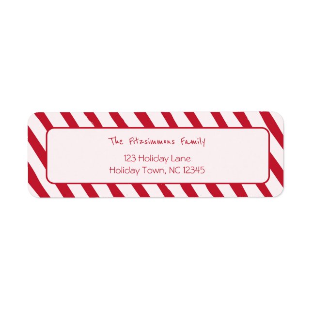 Festive Candy Cane Stripe Christmas Return Address (Front)