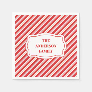 Festive Candy Cane Striped Christmas Red White  Napkin